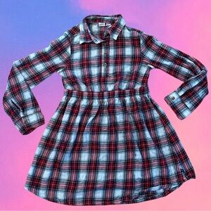 Girls Gap Kids Red Plaid Button Shirt Dress Size M 7/8